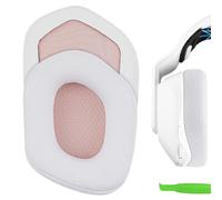 Geekria Comfort Mesh Fabric Replacement Ear Pads for Logitech G733, G535, G335 Headphones Ear Cushions, Repair Parts (White+Pink)