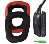 Geekria Comfort Replacement Ear Pads for Logitech G35, G430, G432, G332, G930, F450 Headphones Ear Cushions, Repair Parts (Black Red)