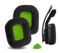 Geekria Comfort Velour Replacement Ear Pads Compatible with ASTRO Gaming A20 Headphones, Ear Cushions (Black Green)