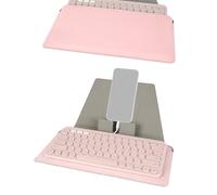 GEEKRIA Compact Keyboard Case, Vegan Leather Travel Case, with Phone and Tablet Holder, Compatible with Logitech K380/Pebble Keys 2 K380s, Magic Keyboard (Pink)