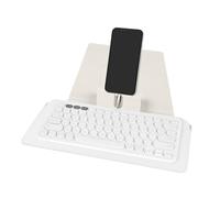 Geekria Compact Keyboard Case, Vegan Leather Travel Case with Phone and Tablet Holder, Keyboard Case Compatible with Magic Keyboard, Logitech Pebble Keys 2 K380s / Logitech K380 (White)