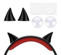 GEEKRIA Devil Horn Headphone Decor, Adhesive Horns for Headband, Gothic Punk Halloween Cosplay Accessory Compatible with Sony, Bose, Beats, Microsoft, Skullcandy Headphones (Black)