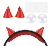 Geekria Devil Horn Headphone Decor, Adhesive Horns for Headband, Gothic Punk Halloween Cosplay Accessory Compatible with Sony, Bose, Beats, Microsoft, Skullcandy Headphones (Red)