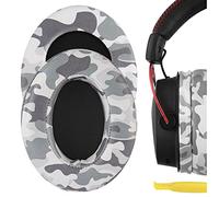 Geekria Extra Thick Ear Pads for HyperX Cloud III, II, Alpha & Flight | Camo Protein Leather, Memory Foam, Tool-Free Installation, Fits Cloud Stinger, CloudX, Core & Mix, 1 Pair Included
