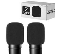Geekria for Creators Foam Windscreen Compatible with Audio-Technica ATH AT2020, AT2020USB, AT2035, AT2050, Microphone Antipop Windshield, Mic Wind Cover, Sponge Foam Filter (Black / 2 Pack)