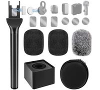 Geekria for Creators Mic Handle for DJI Mic 3, Microphone Holder Compatible with Hollyland Lark M2S, Rode Wireless GO Lavalier Mic, Magnetic Mic Stand with 3 Pop Filter for Vlogging, Reports