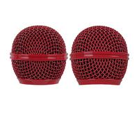 Geekria for Creators Microphone Replacement Grille Compatible with Shure BETA 58A, SV100 Mic Head Cover, Microphone Ball Head Mesh Grill, Capsule Parts, Mic Replacement Parts (Red / 2 Pack)