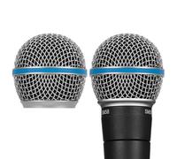 Geekria for Creators Microphone Replacement Grille Compatible with Shure BETA 58A, SV100 Mic Head Cover, Microphone Ball Head Mesh Grill, Capsule Parts (Silver / 2 Pack)