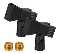 Geekria for Creators Universal Microphone Clip Holder, Adjustable Mic Mount with 5/8" Male to 3/8" Female Screw Adapter, Compatible with Shure SM57, SM58, SM58S (Black / 2 Pack)