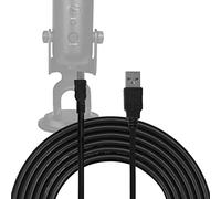 GEEKRIA for Creators USB-A to Mini-USB Microphone Replacement Cable (10 FT / 3M), Compatible with Logitech Blue Yeti, Yeti Pro, Snowball iCE Mic (Black)