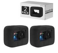 Geekria for Creators Windslayer Cover Wind Muff Compatible with GoPro Hero 13, 12, 11, 10, 9 Action Camera, Housing Frame Case, Video Noise Reduction Sponge Accessories (Black / 2 Pack)