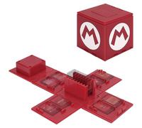 GEEKRIA Game Card Case Compatible with Nintendo Switch, Large Capacity Game Card Organizer with 16 Game Card Slots, Deformable Expandable Game Card Holder, Cube Portable Card Storage Box (Red)