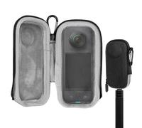 GEEKRIA Hard Shell Action Camera Carrying Case Compatible with Insta360 X4 Air, X3, Half-Open Zipper Design Pouch Compatible with Selfie Stick and Tripod, Lens Protective Cover (Dark Grey)