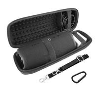 Geekria Hard Shell Case Compatible with JBL Charge 5 and Charge 4 Bluetooth Speakers, Protective Travel Carrying Case with Cable Compartment, Shoulder Strap and Carabiner, Case Only (Black)