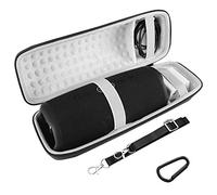 Geekria Hard Shell Case Compatible with JBL Charge 5 and Charge 4 Bluetooth Speakers, Protective Travel Carrying Case with Cable Compartment, Shoulder Strap and Carabiner, Case Only (Black)