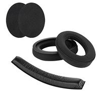 Geekria Lamy Velour EarPads + Leatherette Headband Pad Set Compatible with Sennheiser HD380 PRO, HD380, PC350, Game Zero Headphones, Repair Parts (Black)
