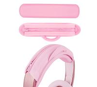 Geekria Medium Protein Leather Headband Cover + Pad Set Protector, No Tool Needed, Compatible with Medium-Sized Headphones (Fits Headband Diameter around 3.1cm/1.22") (Pink)