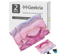 Geekria NOVA 2 Pack Earbuds Snap Pouch Compatible with Sony MDR-EX15LP, B&O Beoplay E8 & Most In-Ear Headphones, Portable Travel Organizer for Coins, Small Accessories (Pink Marble)