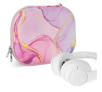 Geekria NOVA Headphones Case Compatible with JBL TUNE 570BT, TUNE 750, Live 770NC, Live 650BTNC, Replacement Hard Shell Travel Carrying Bag with Cable Storage (Pink Marble)