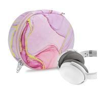 Geekria NOVA Headphones Case Compatible with Sennheiser PXC 550, HD 450BT, HD 350BT, Replacement Hard Shell Travel Carrying Bag with Cable Storage (Pink Marble)