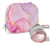 Geekria NOVA Headphones Case Compatible with Skullcandy Crusher ANC 2, Sony WH-1000XM4, EDIFIER W830BT and More, Replacement Hard Shell Travel Carrying Bag with Cable Storage (Pink Marble)