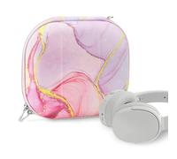 Geekria NOVA Headphones Case Compatible with Skullcandy Riff 2, Riff, Lowrider, Replacement Hard Shell Travel Carrying Bag with Cable Storage (Pink Marble)