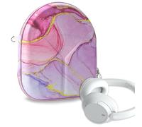 Geekria NOVA Headphones Case Compatible with Sony WH-1000XM5/1000XM4/1000XM3/XB920N, Replacement Hard Shell Travel Carrying Bag with Cable Storage (Pink Marble)