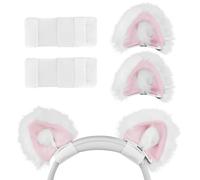 GEEKRIA NOVA Headphones Cat Ear Attachment Compatible with Most Gaming, Over-Ear and On-Ear Headsets, Universal Fit with Adjustable Straps (White+Pink)