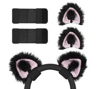Geekria NOVA Headphones Cat Ear Attachment Compatible with Most Gaming, Over-Ear and On-Ear Headsets, Universal Fit with Adjustable Straps (Black+Pink)