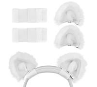 Geekria NOVA Headphones Cat Ear Attachment Compatible with Most Gaming, Over-Ear and On-Ear Headsets, Universal Fit with Adjustable Straps (White)