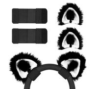 Geekria NOVA Headphones Cat Ear Attachment Compatible with Most Gaming, Over-Ear and On-Ear Headsets, Universal Fit with Adjustable Straps (Black/Black+White)