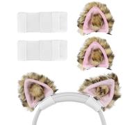 Geekria NOVA Headphones Cat Ear Attachment Compatible with Most Gaming, Over-Ear and On-Ear Headsets, Universal Fit with Adjustable Straps (Leopard Print + Pink)