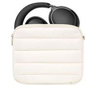 Geekria NOVA Headphones Puffy Pouch Compatible with Bose QC Ultra II, JBL Tour One M3, Skullcandy Hesh ANC, Soft Shell Replacement Protective Travel Carrying Bag with Cable Storage (Ivory)