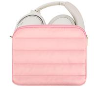 Geekria NOVA Headphones Puffy Pouch Compatible with JBL Tour One M3, Bose QC Ultra II, Sennheiser PXC 550-II, Soft Shell Replacement Protective Travel Carrying Bag with Cable Storage (Pink)