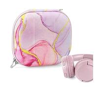 Geekria NOVA On-Ear Headphones Case Compatible with JBL Tune 530BT, 510BT, 570BT, 520BT, 680NC, 670NC, 560BT, Replacement Hard Shell Travel Carrying Bag with Cable Storage (Pink Marble)