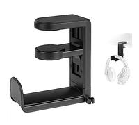 GEEKRIA PC Gaming Headset Headphone Hook Stand, Under-Desk Headphone Stand Mount Holder with 360° Rotation Adjustable, Compatible with Bose, Sony, AKG, JBL, Sennheiser, B&O (Black)