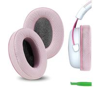 GEEKRIA PRO Extra Thick Mesh Fabric Replacement Ear Pads for HyperX Cloud II/III/Alpha/Flight/Stinger 2/ Core/Revolver S Headphones, Ear Cushions (Pink)