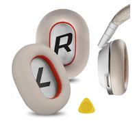 Geekria QuickFit Ear Pads for BackBeat PRO2/PRO2 SE, Voyager 8200UC | Memory Foam And Protein Leather, 2-Pack Cushions, White/Red, Durable Replacement, Restores Worn Headset Ear Cups
