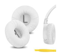 Geekria QuickFit Leatherette Replacement Ear Pads for JBL JR 300/ 300BT, T450BT/ 500BT, Tune 500/ 500BT/ 510BT, Tune 520BT Headphones, Ear Cushions with Video Guide (White)
