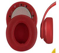 Geekria QuickFit Protein Leather Replacement Ear Pads for B Studio 3 Wireless, Studio 3.0 Wireless (A1914) Headphones Earpads, Headset Ear Cushion Repair Parts (Red)