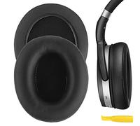 Geekria QuickFit Protein Leather Replacement Ear Pads for Sennheiser HD465, HD485, Headphones Ear Cushions, Headset Earpads, Ear Cups Repair Parts (Black)