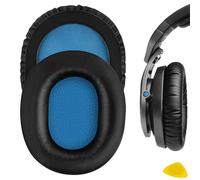 Geekria QuickFit Protein Leather Replacement Ear Pads for Sennheiser HD8 DJ Headphones Earpads, Headset Ear Cushion Repair Parts (Black)