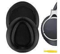 Geekria QuickFit Protein Leather Replacement Ear Pads for SONY MDR-10RBT, MDR-10RNC, MDR-10R Headphones Ear Cushions, Headset Earpads, Ear Cups Repair Parts (Black)
