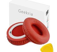 Geekria QuickFit Replacement Ear Pads for Beats SoloHD On-Ear Headphones, Ear Cushions, Repair Parts (Red)