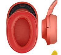 Geekria QuickFit Replacement Ear Pads for Sony MDR-100ABN, WH-H900N Headphones Ear Cushions, Repair Parts (Red)