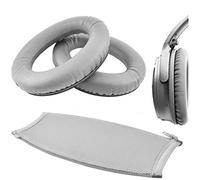 Geekria Replacement Ear Pad and Headband Pad Set for BOSE QuietComfort QC35, QC35 II Gaming, QC45, QC25, QC2, QC15 Headphones, Repair Parts Suit (Grey Silver)