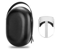 GEEKRIA Shield Hard Carrying Case Compatible with Meta Quest 2, Portable Bag Protect VR Device and Accessories, Drop and Scratch Proof Compact Travel Case (Mat Stripes / Black)