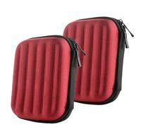 Geekria Shield Hard Shell Case for In-Ear Headphones, Earbuds Carrying Case with Cable Storage, Portable Travel Bag Compatible with Audio-Technica, Beats, JBL Earphones (2-Pack/Red)