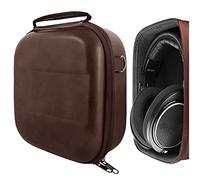 Geekria Shield Headphones Case Compatible with Sennheiser HD 550/505/599/598/560S/559/558/555/400 Pro, Replacement Hard Shell Travel Carrying Bag with Cable Storage (PU Brown)