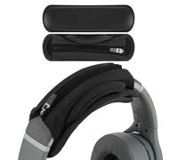 Geekria Short Replacement Medium Hook and Loop Headband Cover + Protein Leather Pad Set, Compatible with Skullcandy, Bose, JBL, Sony Headphones Accessory, Easy DIY Installation (Black)